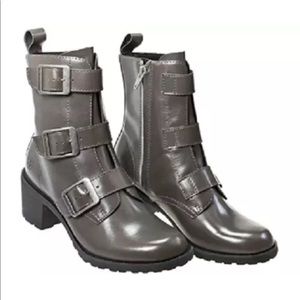 DR. MARTENS Aletta gray heel buckle boot sz 7.5